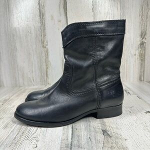 Frye Womens Cara Roper Short Boot Black‎ Leather Shoes #303